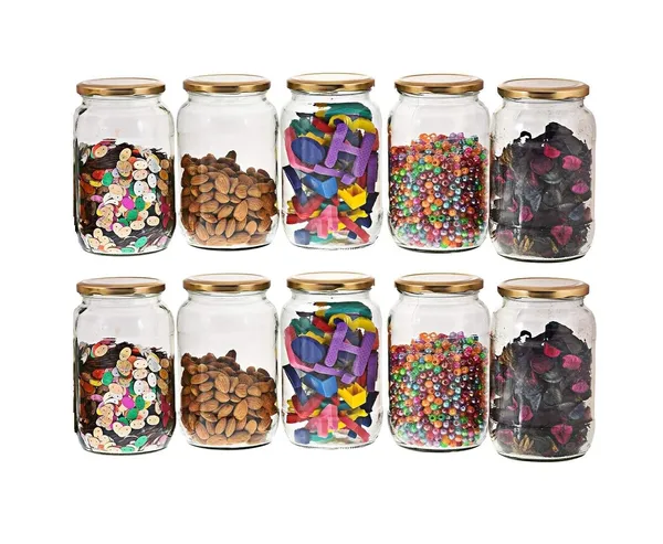 Set_Of_10_Big_Round_Glass_Jar_Containers_For_Kitchen_Storage_With_Airtight_Black_Lid_Bpa_Free_&_Reusable_|1000_Ml