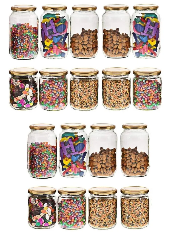 18-Piece_Round_Glass_Jar_Kitchen_Storage_Container_With_Rust_Proof_Cap,_Clear,_500-1000Ml_Combo