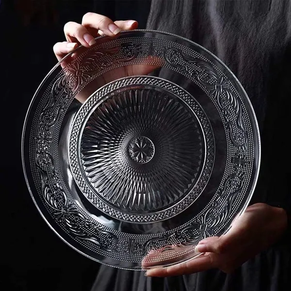 Premium_Glass_Serving_Plate_With_Elegant_Embossed_Design_Perfect_For_Dining,_Parties_And_Decorative_Display