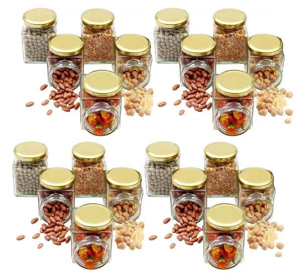 Pack_Of_20_Square_Kitchen_Storage_Glass_Jar_Container_With_Airtight_Lid_250_MlGold