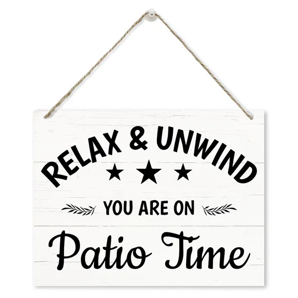 Multicolor_Inspirational_Wood_Sign,_Relax_Unwind_You'Re_On_Patio_Time_Sign,_Rustic_Hanging_Wooden_Plaque_Sign,_Beach_House_Decor,_Outdoor_Patio_Decor,_Farmhouse_Decor_|_For_Home_Bar_Porch,_Backyard_Decor
