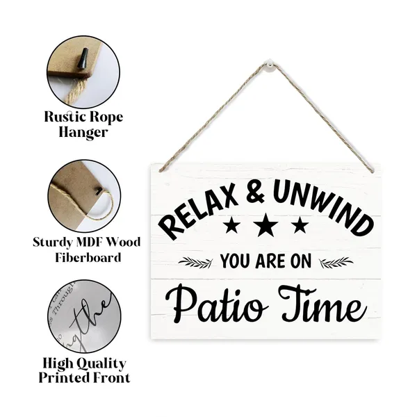 Multicolor_Inspirational_Wood_Sign,_Relax_Unwind_You'Re_On_Patio_Time_Sign,_Rustic_Hanging_Wooden_Plaque_Sign,_Beach_House_Decor,_Outdoor_Patio_Decor,_Farmhouse_Decor_|_For_Home_Bar_Porch,_Backyard_Decor