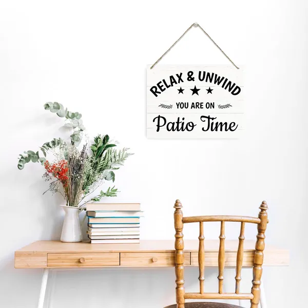 Multicolor_Inspirational_Wood_Sign,_Relax_Unwind_You'Re_On_Patio_Time_Sign,_Rustic_Hanging_Wooden_Plaque_Sign,_Beach_House_Decor,_Outdoor_Patio_Decor,_Farmhouse_Decor_|_For_Home_Bar_Porch,_Backyard_Decor