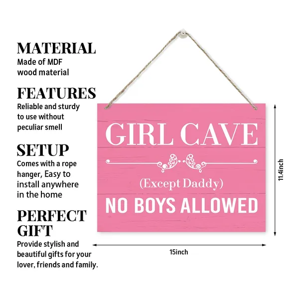 Multicolor_Funny_Wood_Sign,_Girl_Cave_Sign,_No_Boys_Allowed_Sign,_Rustic_Hanging_Wooden_Plaque_Sign,_Girls_Room_Dorm_Door_Sign,_Daughter_Bedroom_Wall_Decor_Art,_Decor_|_For_Baby_Girls_Nursery_Room