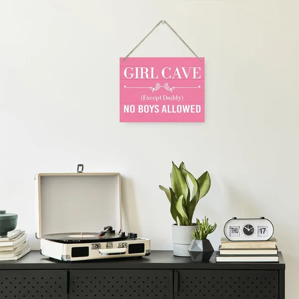 Multicolor_Funny_Wood_Sign,_Girl_Cave_Sign,_No_Boys_Allowed_Sign,_Rustic_Hanging_Wooden_Plaque_Sign,_Girls_Room_Dorm_Door_Sign,_Daughter_Bedroom_Wall_Decor_Art,_Decor_|_For_Baby_Girls_Nursery_Room