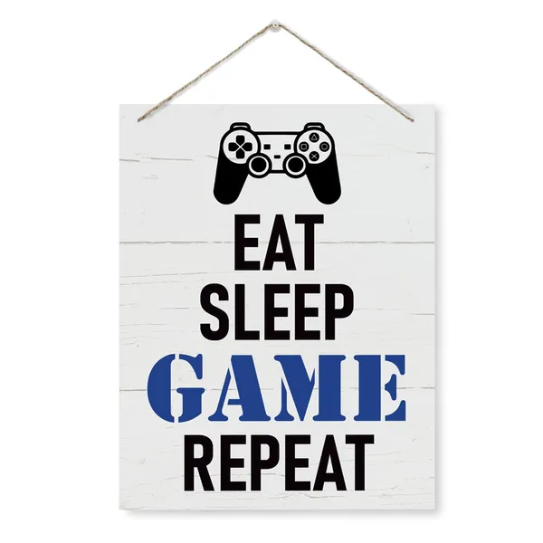 Multicolor_Game_Door_Sign,_Eat_Sleep_Game_Repeat_Sign,_Rustic_Hanging_Wooden_Plaque_Sign,_Funny_Novelty_Gaming_Room_Decor,_Boys_Bedroom_Playroom_Decor,_Wall_Decor_Art,_Gift_|_For_Him_Teen_Boy_Game_Lover