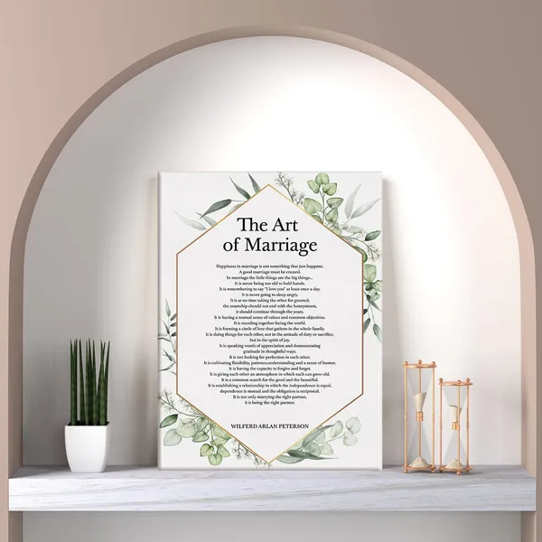 Multicolor_the_Art_of_Marriage_Poem_Print_Canvas_Wall_Art_Home_Decor_Happiness_in_Marriage_is_Not_Something_Painting_12_x_16_Canvas_Poster_Framed_Ready_to_Hang_Wedding_Engagement_Gift