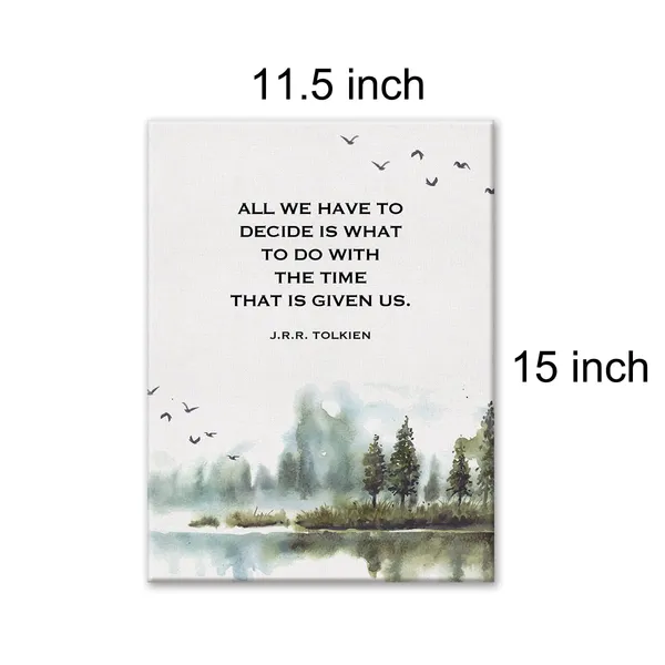 Multicolor_J.R.R._Tolkien_Quote_Watercolor_Print_Canvas_Wall_Art_Home_Decor_All_We_Have_to_Decide_is_What_to_Do_with_the_Time_Painting_12_x_16_Canvas_Poster_Framed_Ready_to_Hang