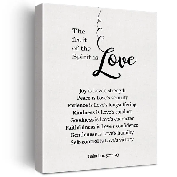 Multicolor_Galatians_5:22-23_Sign_Bible_Verse_Canvas_Home_Wall_Art_Decor_Scripture_Painting_12x15_Fruit_of_the_Spirit_Poster_Framed_Ready_to_Hang
