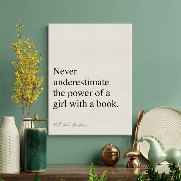Multicolor_Inspirational_Literary_Quote_Print_Canvas_Wall_Art_Home_Office_Decor_Never_Underestimate_the_Power_of_a_Girl_Painting_12x15_Canvas_Poster_Framed_Ready_to_Hang