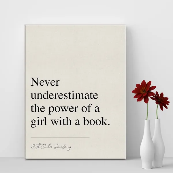 Multicolor_Inspirational_Literary_Quote_Print_Canvas_Wall_Art_Home_Office_Decor_Never_Underestimate_the_Power_of_a_Girl_Painting_12x15_Canvas_Poster_Framed_Ready_to_Hang