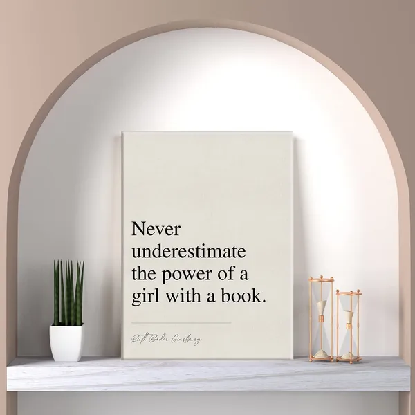 Multicolor_Inspirational_Literary_Quote_Print_Canvas_Wall_Art_Home_Office_Decor_Never_Underestimate_the_Power_of_a_Girl_Painting_12x15_Canvas_Poster_Framed_Ready_to_Hang