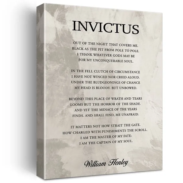 Multicolor_Inspirational_Invictus_Poem_Print_Canvas_Wall_Art_Home_Office_Dorm_Decor_Retro_Motivational_Literature_Poetry_Painting_12x15_Canvas_Poster_Framed_Ready_to_Hang