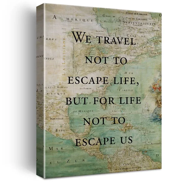 Multicolor_Retro_Style_Inspirational_Travel_Quote_Print_Canvas_Wall_Art_Home_Office_Decor_We_Travel_not_to_Escape_Life_Painting_12_x_16_Canvas_Poster_Framed_Ready_to_Hang
