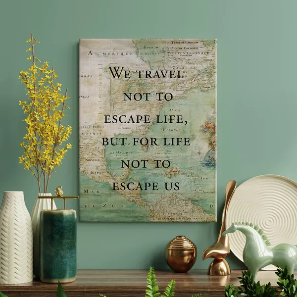 Multicolor_Retro_Style_Inspirational_Travel_Quote_Print_Canvas_Wall_Art_Home_Office_Decor_We_Travel_not_to_Escape_Life_Painting_12_x_16_Canvas_Poster_Framed_Ready_to_Hang