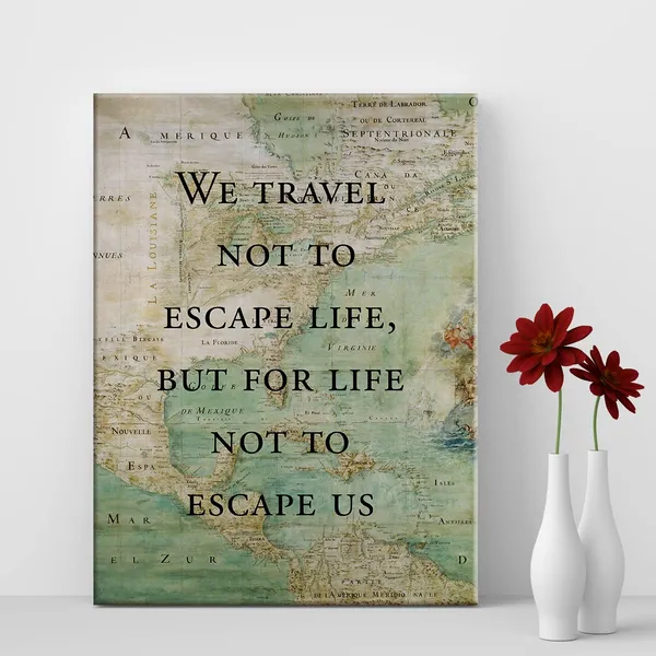 Multicolor_Retro_Style_Inspirational_Travel_Quote_Print_Canvas_Wall_Art_Home_Office_Decor_We_Travel_not_to_Escape_Life_Painting_12_x_16_Canvas_Poster_Framed_Ready_to_Hang