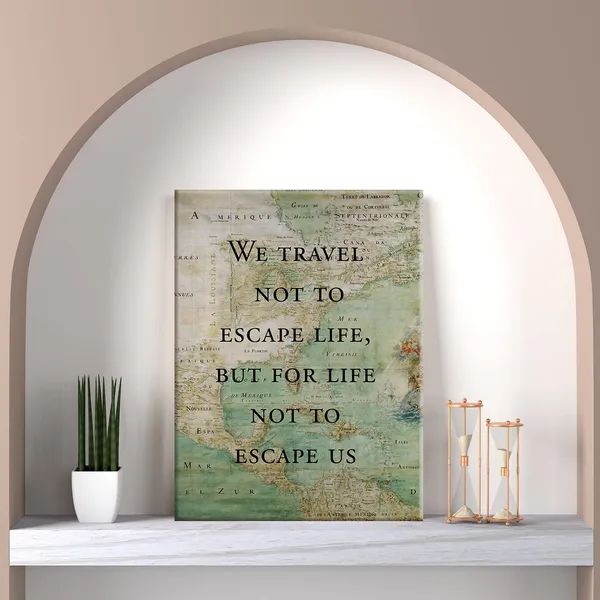 Multicolor_Retro_Style_Inspirational_Travel_Quote_Print_Canvas_Wall_Art_Home_Office_Decor_We_Travel_not_to_Escape_Life_Painting_12_x_16_Canvas_Poster_Framed_Ready_to_Hang