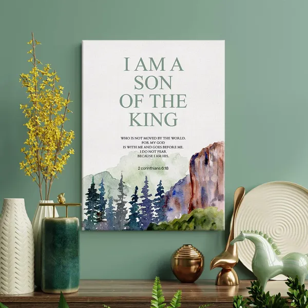 Multicolor_Nursery_Bible_Verse_Watercolor_Print_Canvas_Wall_Art_Home_Decor_I_am_a_Son_of_the_King_Painting_12_x_16_Canvas_Poster_Framed_Ready_to_Hang_Son_Gift