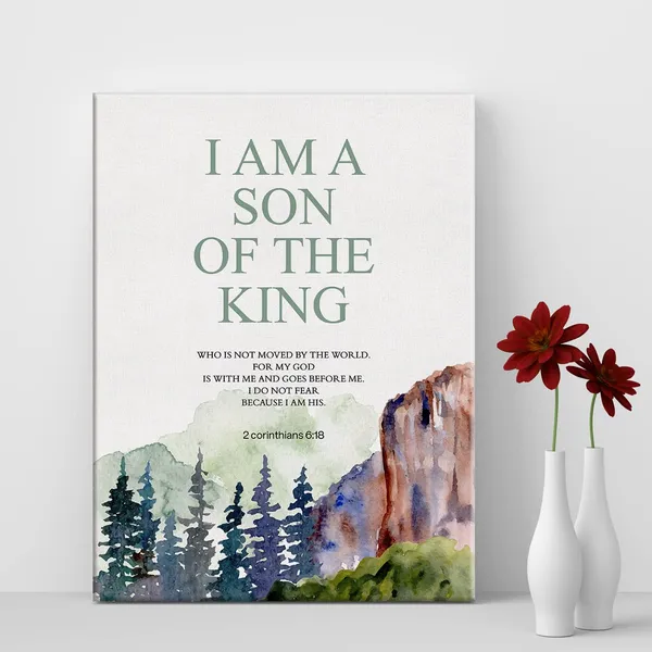 Multicolor_Nursery_Bible_Verse_Watercolor_Print_Canvas_Wall_Art_Home_Decor_I_am_a_Son_of_the_King_Painting_12_x_16_Canvas_Poster_Framed_Ready_to_Hang_Son_Gift