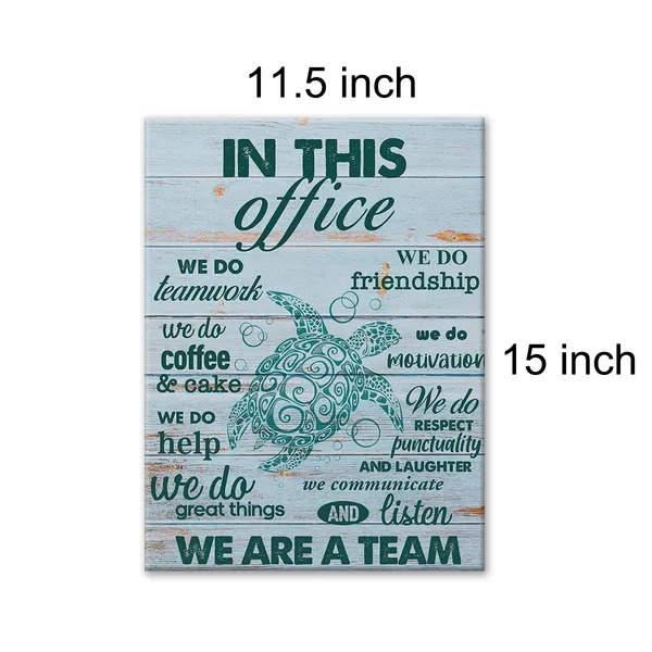 Multicolor_Inspirational_Teamwork_Quote_Print_Canvas_Teal_Sea_Turtle_Office_Wall_Art_Home_Decor_Rustic_in_This_Office_We_Do_Teamwork_Painting_12x15_Canvas_Poster_Framed_Ready_to_Hang