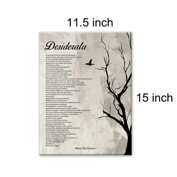 Multicolor_Retro_Inspirational_Desiderata_Poem_Print_Canvas_Wall_Art_Home_Office_Decor_Desiderata_Poetry_Painting_12x15_Canvas_Poster_Framed_Ready_to_Hang_Retro_Living_Room_Decor