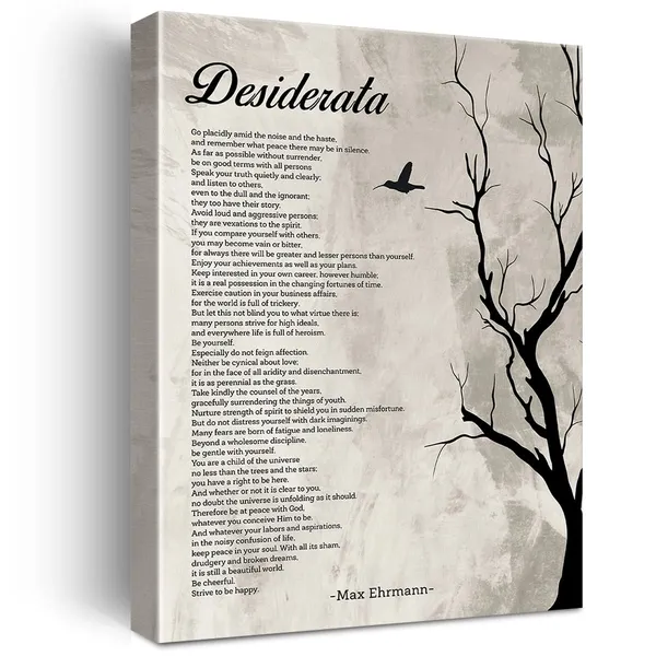 Multicolor_Retro_Inspirational_Desiderata_Poem_Print_Canvas_Wall_Art_Home_Office_Decor_Desiderata_Poetry_Painting_12x15_Canvas_Poster_Framed_Ready_to_Hang_Retro_Living_Room_Decor