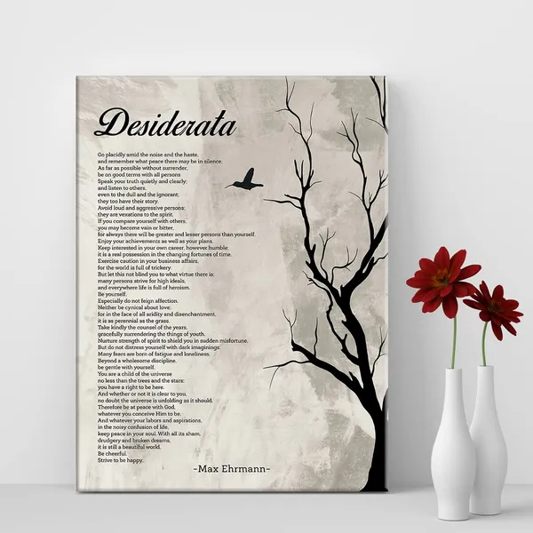 Multicolor_Retro_Inspirational_Desiderata_Poem_Print_Canvas_Wall_Art_Home_Office_Decor_Desiderata_Poetry_Painting_12x15_Canvas_Poster_Framed_Ready_to_Hang_Retro_Living_Room_Decor