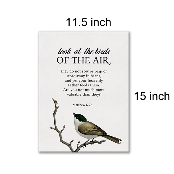 Multicolor_Bible_Verse_Matthew_6:26_Print_Canvas_Wall_Art_Home_Office_Decor_Look_at_the_Bird_of_thr_Air_Painting_12_x_16_Canvas_Poster_Framed_Ready_to_Hang_Christian_Gift