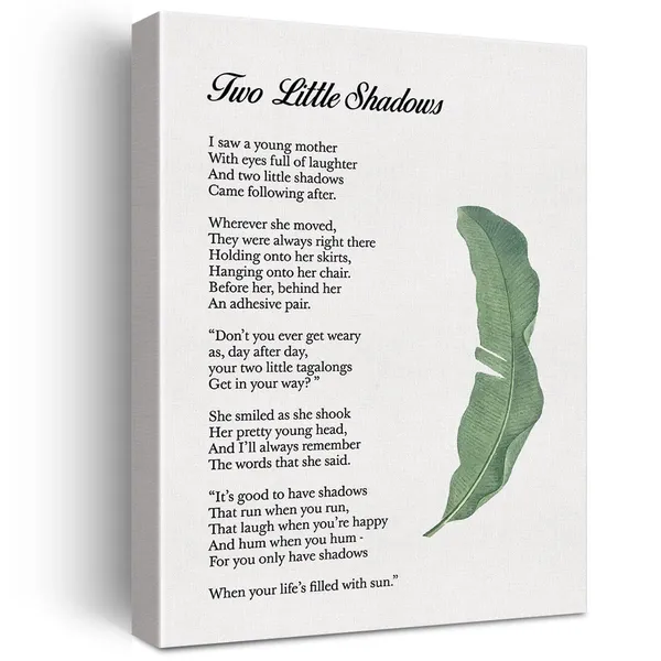 Multicolor_Two_Little_Shadows_Poem_Print_Canvas_Wall_Art_Home_Decor_I_Saw_a_Young_Mother_with_Eyes_Full_of_Laughter_Painting_12_x_16_Canvas_Poster_Framed_Ready_to_Hang_Mother_Gift