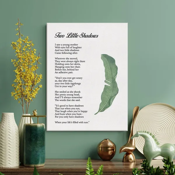 Multicolor_Two_Little_Shadows_Poem_Print_Canvas_Wall_Art_Home_Decor_I_Saw_a_Young_Mother_with_Eyes_Full_of_Laughter_Painting_12_x_16_Canvas_Poster_Framed_Ready_to_Hang_Mother_Gift