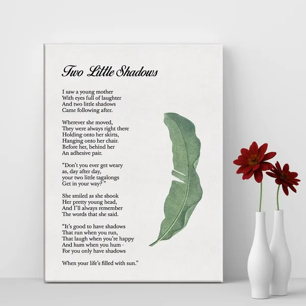 Multicolor_Two_Little_Shadows_Poem_Print_Canvas_Wall_Art_Home_Decor_I_Saw_a_Young_Mother_with_Eyes_Full_of_Laughter_Painting_12_x_16_Canvas_Poster_Framed_Ready_to_Hang_Mother_Gift