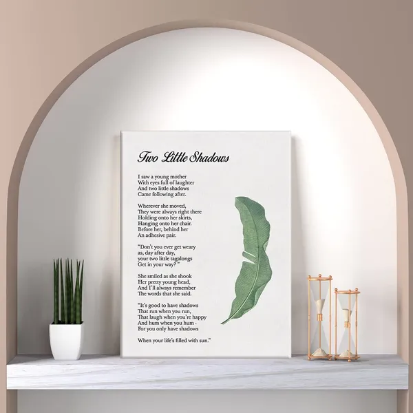 Multicolor_Two_Little_Shadows_Poem_Print_Canvas_Wall_Art_Home_Decor_I_Saw_a_Young_Mother_with_Eyes_Full_of_Laughter_Painting_12_x_16_Canvas_Poster_Framed_Ready_to_Hang_Mother_Gift