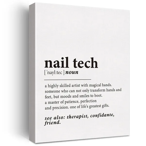 Multicolor_Nail_Tech_Definition_Print_Canvas_Wall_Art_Nail_Salon_Beauty_Room_Decor_Nail_Technician_Quote_Painting_12_x_16_Canvas_Poster_Framed_Ready_to_Hang_Dictionary_Nail_Artwork_Gift