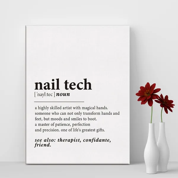 Multicolor_Nail_Tech_Definition_Print_Canvas_Wall_Art_Nail_Salon_Beauty_Room_Decor_Nail_Technician_Quote_Painting_12_x_16_Canvas_Poster_Framed_Ready_to_Hang_Dictionary_Nail_Artwork_Gift