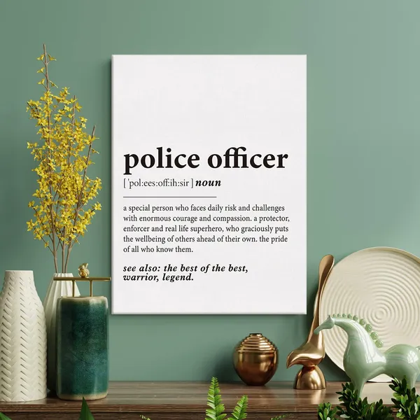 Multicolor_Police_Officer_Definition_Print_Canvas_Wall_Art_Police_Office_Decor_Modern_Police_Painting_12_x_16_Canvas_Poster_Framed_Ready_to_Hang_Dictionary_Artwork_Police_Officer_Gifts