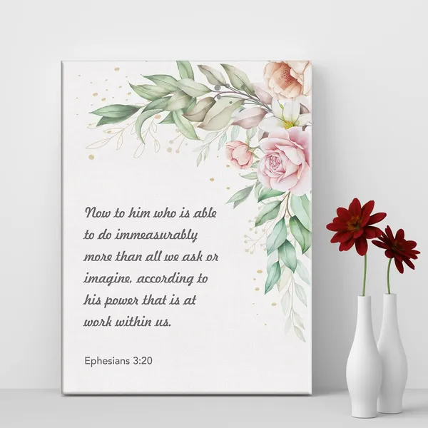 Multicolor_Ephesians_3:20_Sign_Bible_Verse_Canvas_Home_Wall_Art_Decor_Floral_Scripture_Painting_12x15_Poster_Framed_Ready_to_Hang