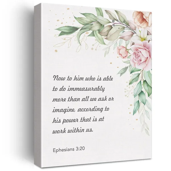 Multicolor_Ephesians_3:20_Sign_Bible_Verse_Canvas_Home_Wall_Art_Decor_Floral_Scripture_Painting_12x15_Poster_Framed_Ready_to_Hang