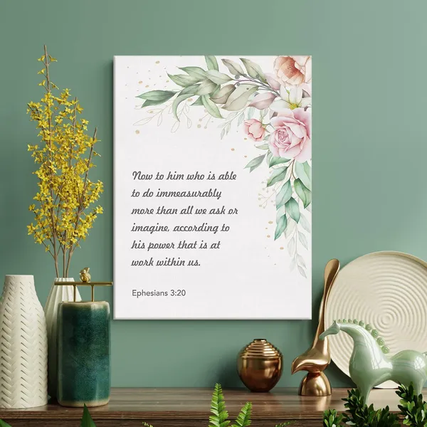Multicolor_Ephesians_3:20_Sign_Bible_Verse_Canvas_Home_Wall_Art_Decor_Floral_Scripture_Painting_12x15_Poster_Framed_Ready_to_Hang