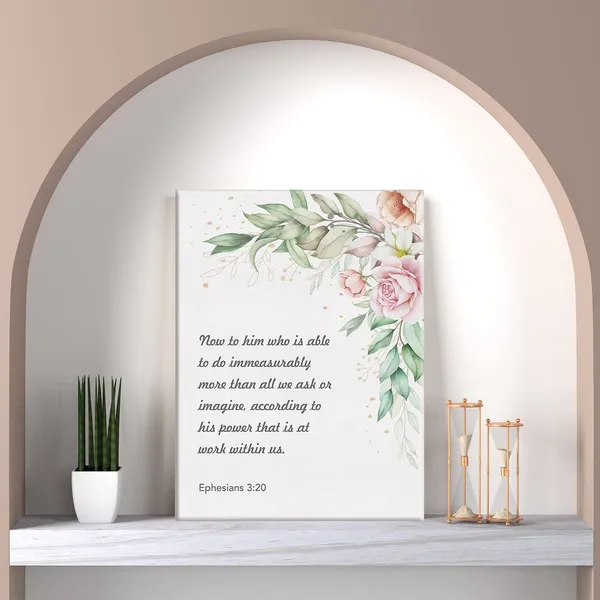 Multicolor_Ephesians_3:20_Sign_Bible_Verse_Canvas_Home_Wall_Art_Decor_Floral_Scripture_Painting_12x15_Poster_Framed_Ready_to_Hang