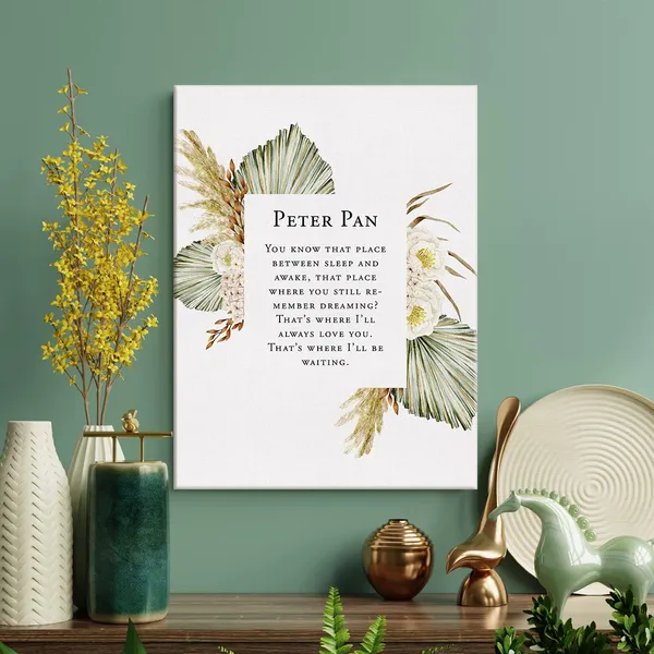 Multicolor_Peter_Pan_Quote_Flowers_Print_Canvas_Wall_Art_Home_Decor_You_Know_That_Place_Between_Sleep_and_Awake_Painting_12_x_16_Canvas_Poster_Framed_Ready_to_Hang