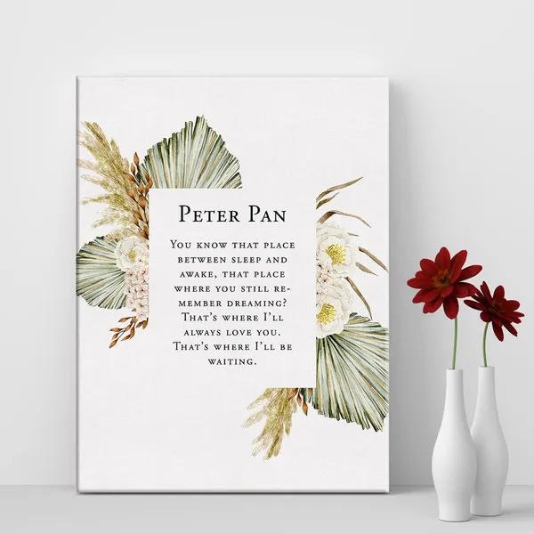 Multicolor_Peter_Pan_Quote_Flowers_Print_Canvas_Wall_Art_Home_Decor_You_Know_That_Place_Between_Sleep_and_Awake_Painting_12_x_16_Canvas_Poster_Framed_Ready_to_Hang