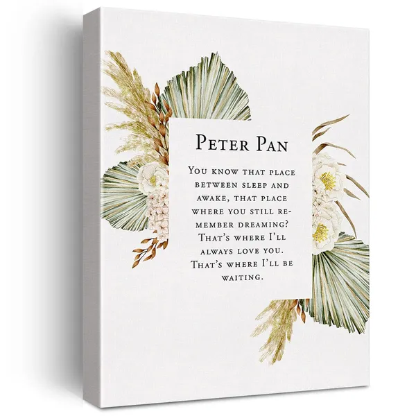 Multicolor_Peter_Pan_Quote_Flowers_Print_Canvas_Wall_Art_Home_Decor_You_Know_That_Place_Between_Sleep_and_Awake_Painting_12_x_16_Canvas_Poster_Framed_Ready_to_Hang