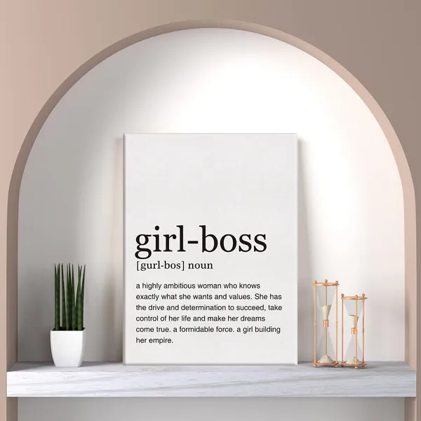 Multicolor_Girl_Boss_Definition_Print_Canvas_Wall_Art_Home_Office_Decor_Modern_Girl_Boss_Quote_Painting_12_x_16_Canvas_Poster_Framed_Ready_to_Hang_Artwork