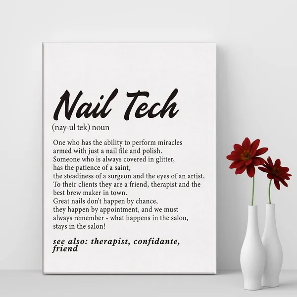 Multicolor_Nail_Tech_Definition_Print_Canvas_Wall_Art_Salon_Beauty_Room_Decor_Nail_Tech_Painting_12x15_Canvas_Poster_Framed_Ready_to_Hang_Dictionary_Nail_Artwork_Beauty_Gift