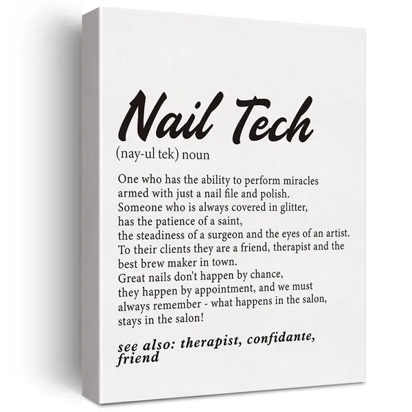 Multicolor_Nail_Tech_Definition_Print_Canvas_Wall_Art_Salon_Beauty_Room_Decor_Nail_Tech_Painting_12x15_Canvas_Poster_Framed_Ready_to_Hang_Dictionary_Nail_Artwork_Beauty_Gift