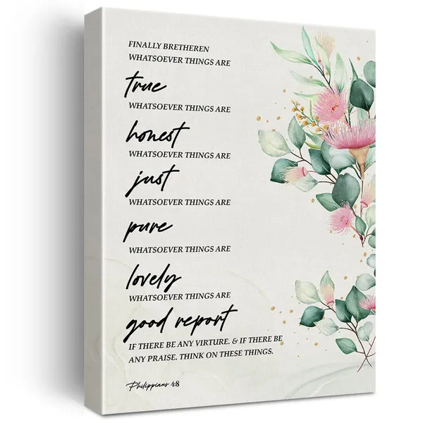 Multicolor_Watercolors_Bible_Verse_Philippians_4:8_Whatsoever_Things_Print_Canvas_Home_Wall_Decor_Scripture_Art_Painting_12_x_16_Poster_Framed_Ready_to_Hang_Christian_Gift