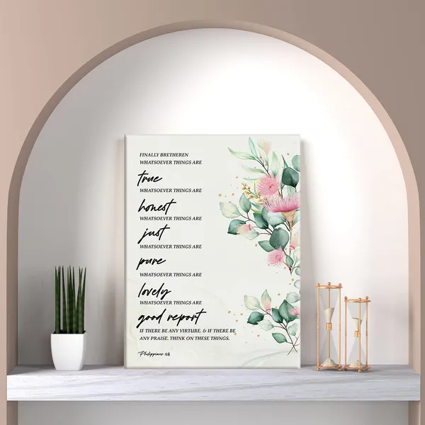 Multicolor_Watercolors_Bible_Verse_Philippians_4:8_Whatsoever_Things_Print_Canvas_Home_Wall_Decor_Scripture_Art_Painting_12_x_16_Poster_Framed_Ready_to_Hang_Christian_Gift