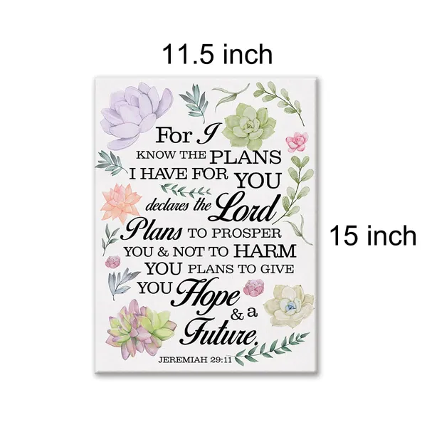 Multicolor_Floral_Nursery_Bible_Verse_Print_Canvas_Wall_Art_Home_Decor_Jeremiah_29:11_Scripture_Painting_12x15_Canvas_Poster_Framed_Ready_to_Hang_Christian_Gift