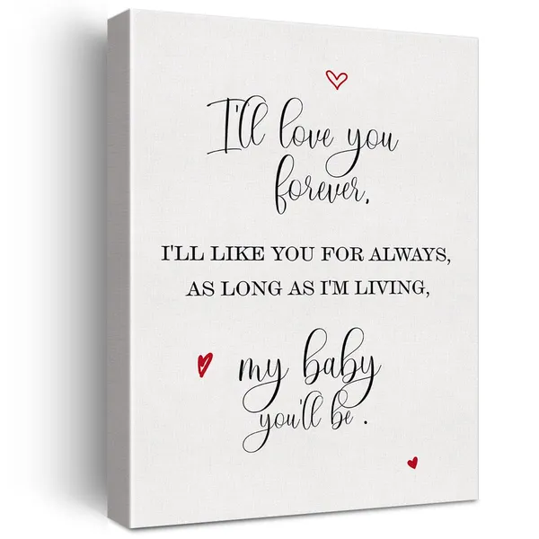 Multicolor_I'll_Love_You_|_Forever_Print_Canvas_Home_Nursery_Wall_Art_Decor_Painting_12_x_16_Poster_Framed_Ready_to_Hang_Daughter_Son_Room_Decor