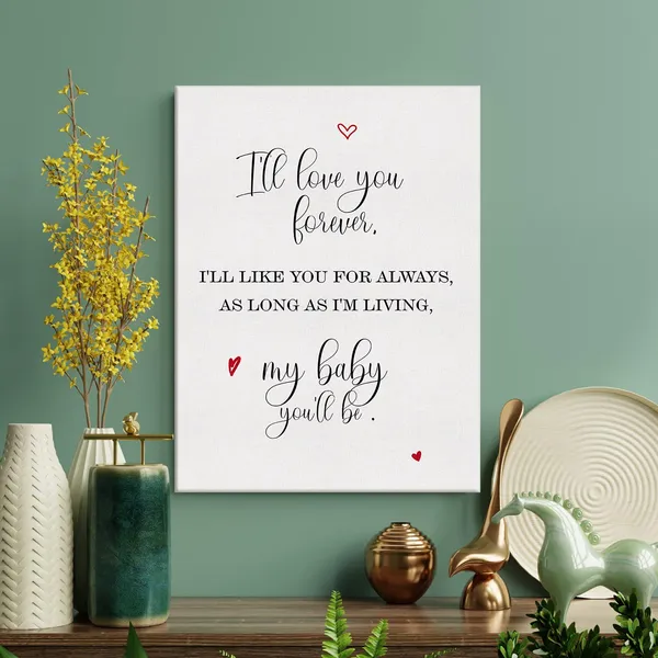 Multicolor_I'll_Love_You_|_Forever_Print_Canvas_Home_Nursery_Wall_Art_Decor_Painting_12_x_16_Poster_Framed_Ready_to_Hang_Daughter_Son_Room_Decor